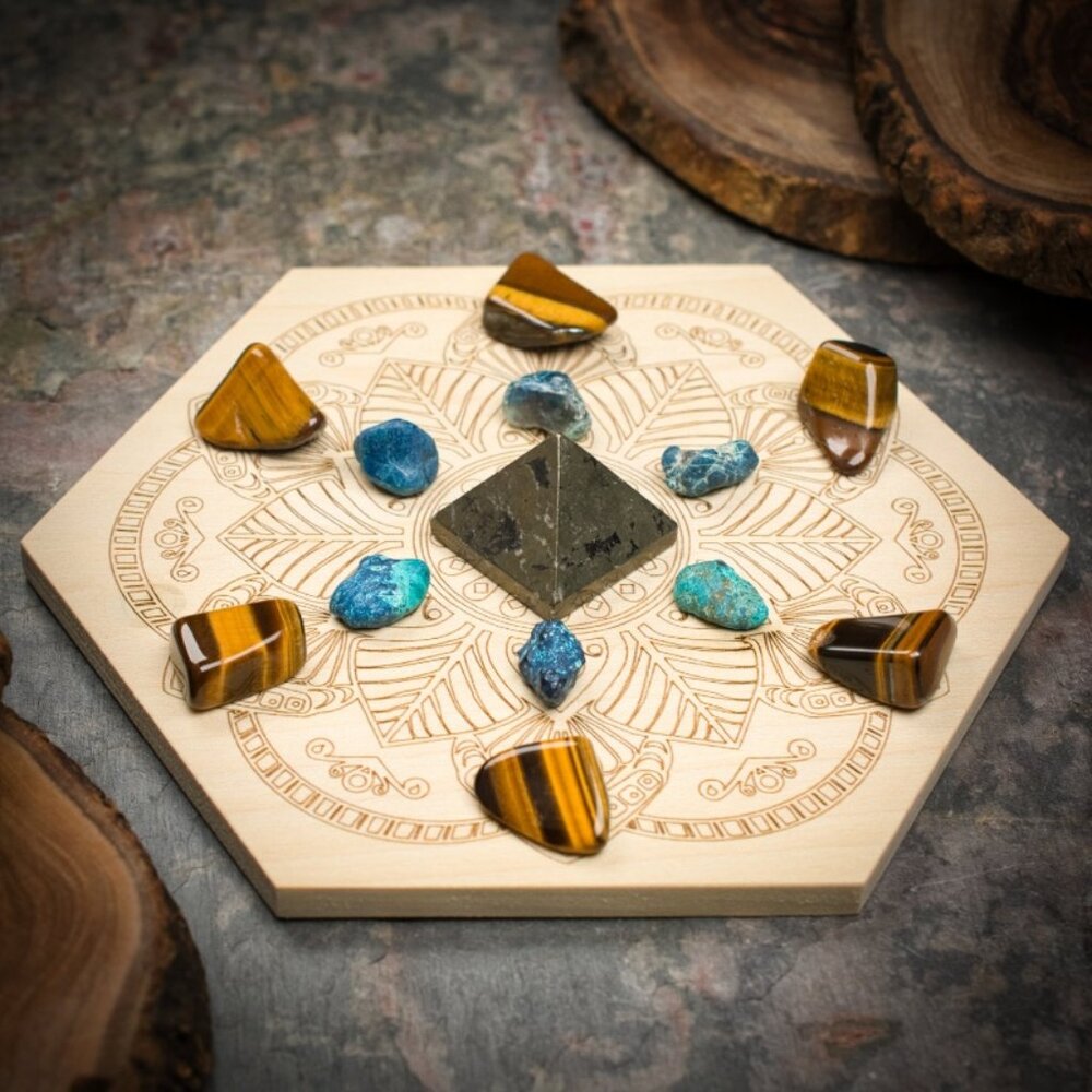 Confidence Boost Mini Crystal Grid Set - Your choice of Wood Grid Board
